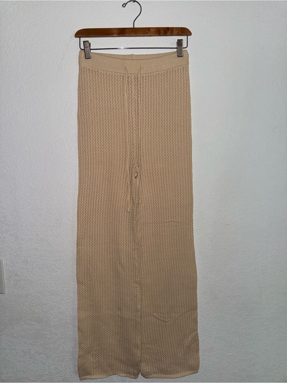 Willow & Wind Neutral Beige Crochet Top and Pant set